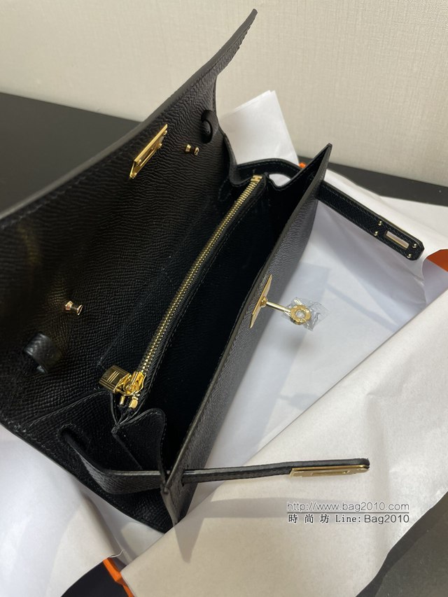 Hermes女包 愛馬仕Kelly woc小挎包 黑色epsom皮凱麗斜挎包  tdh2360